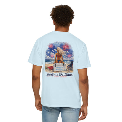 T-Shirt — Southern Outfitters Beach Scene with Fireworks