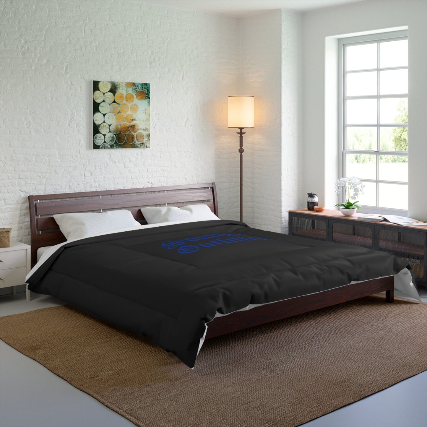 Southern Outfitters Black Comforter – Minimal Logo Bedding for Rustic & Modern Bedrooms