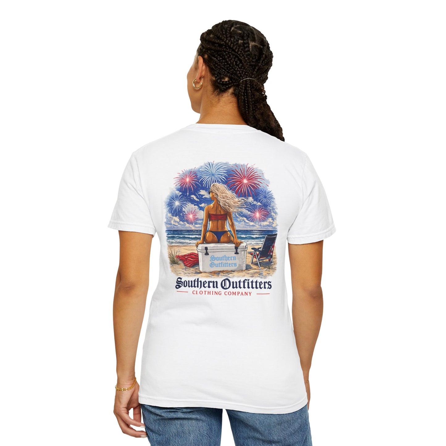 T-Shirt — Southern Outfitters Beach Scene with Fireworks