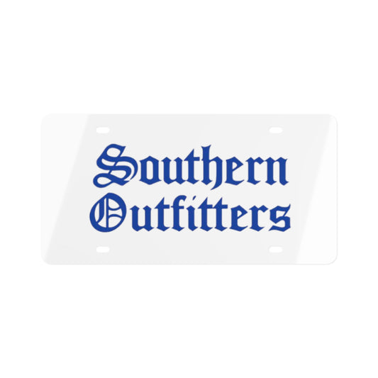 Southern Outfitters Decorative License Plate — Black or White Metal Front Tag