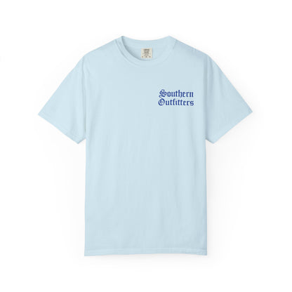 Southern Outfitters Fishing Graphic T‑Shirt — Retro Dock & Boat Design