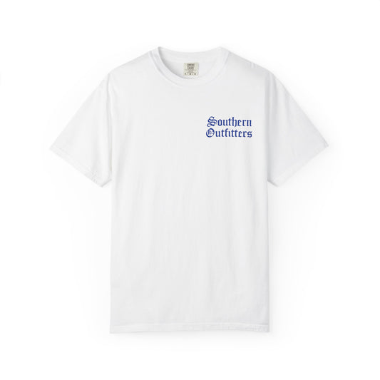 Southern Outfitters Fishing Graphic T‑Shirt — Retro Dock & Boat Design