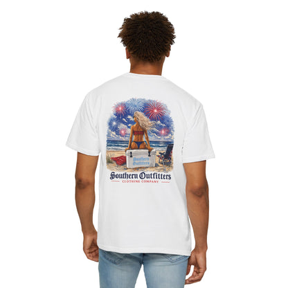 T-Shirt — Southern Outfitters Beach Scene with Fireworks