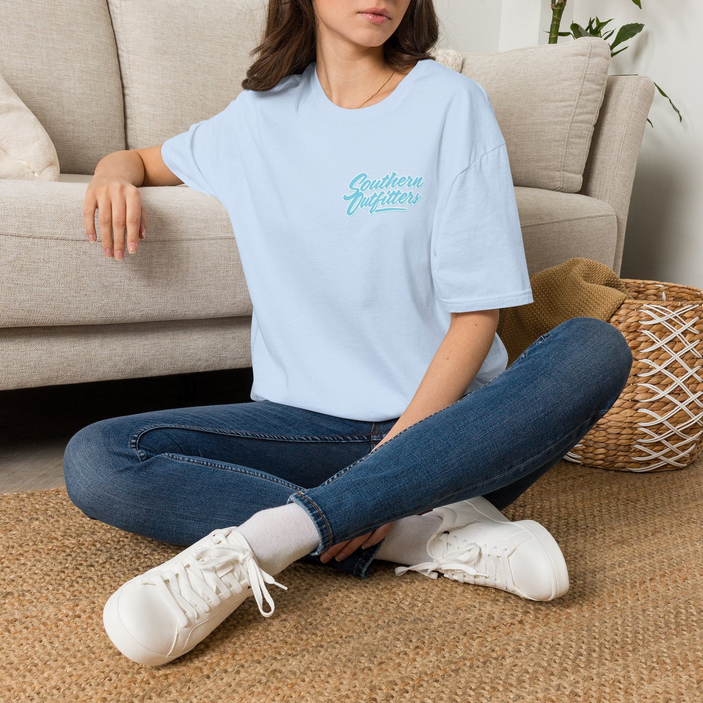 Southern Outfitters Script Tee — Pastel Retro Chest Logo T-Shirt