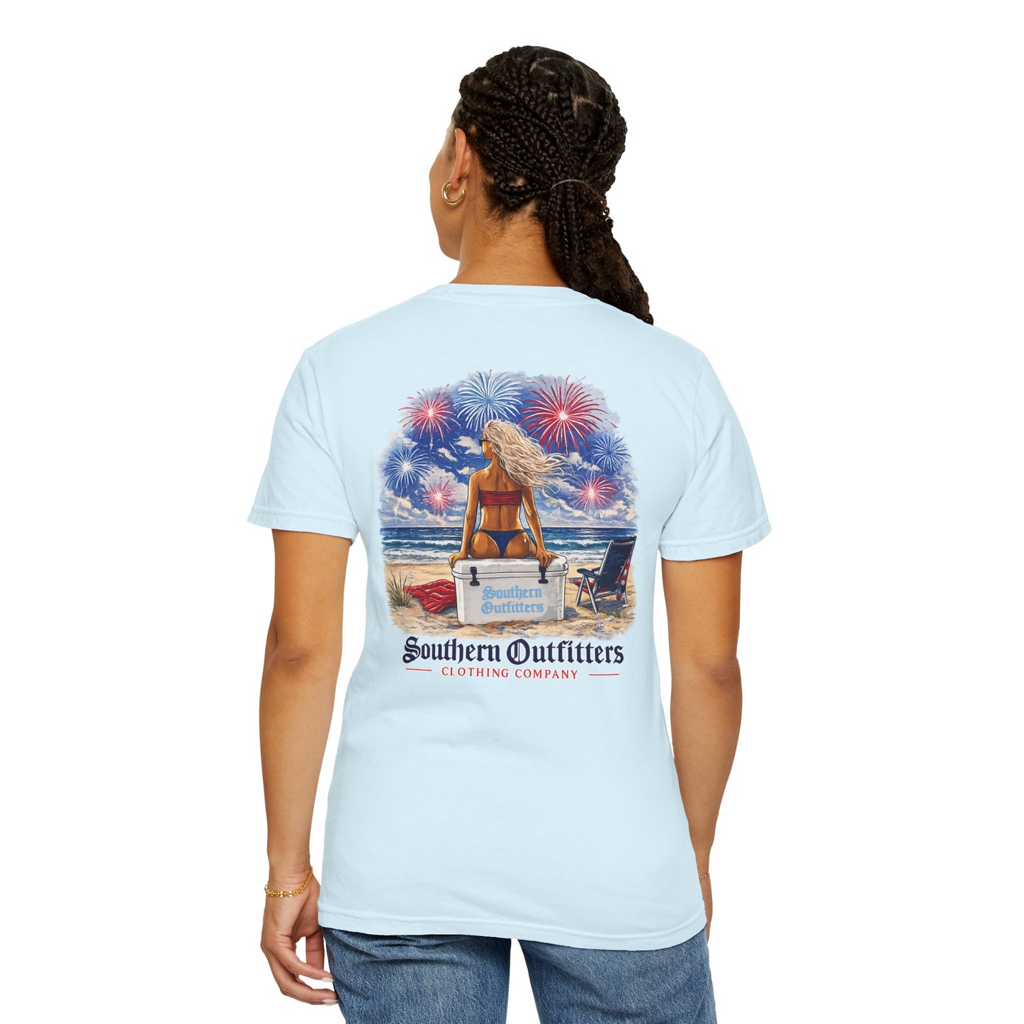 T-Shirt — Southern Outfitters Beach Scene with Fireworks